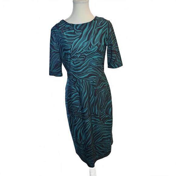 Jude Connally Women's Midi Dress Size S Blue Zebra Print Green - Picture 1 of 9